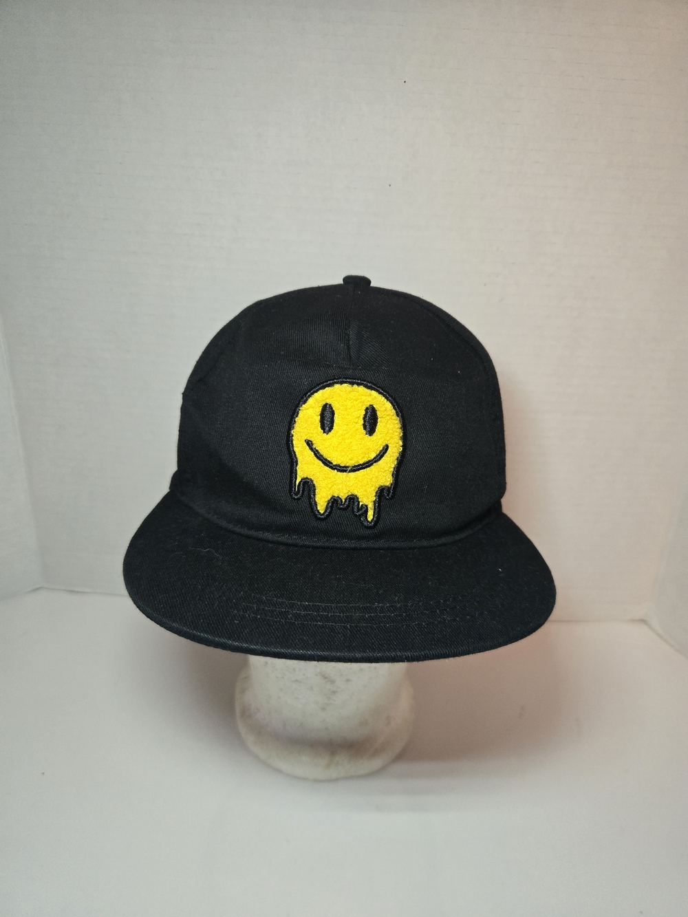 No Fear Black Cap with Yellow Melting Smiley Patch